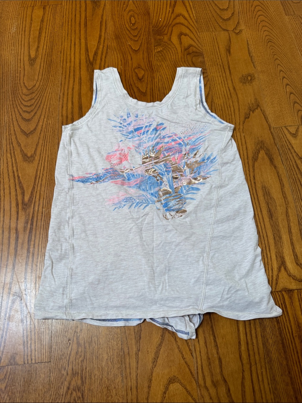 Ivivva Light Gray Tank Top with Pink & Blue Stitching